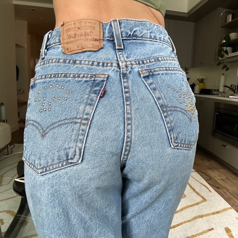 Vintage 90’s Levi’s 512 Slim Fit Tapered Leg Red Tab Rigid Denim Jeans 26 4